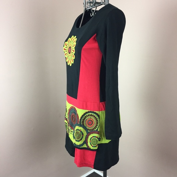 Leopards and Rose black long sleeve mini dress - Picture 2 of 5